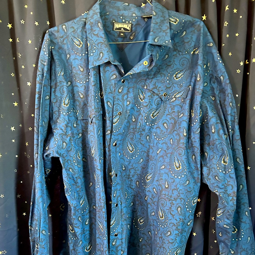 XXL Blue Paisley Western Shirt